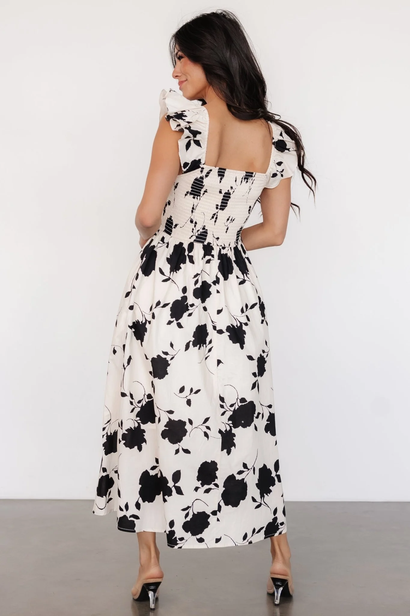 Bridget Midi Dress | Ivory + Black Floral