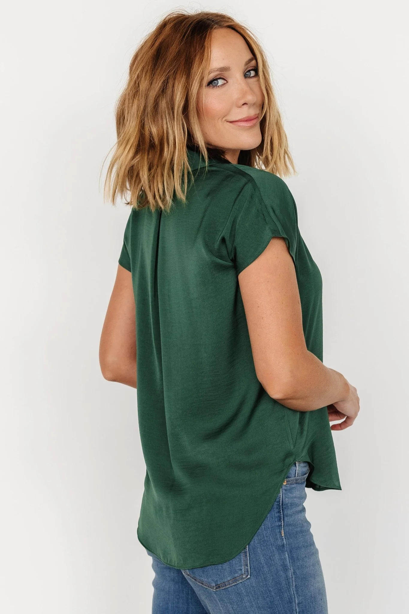 Corey Button Top | Hunter Green