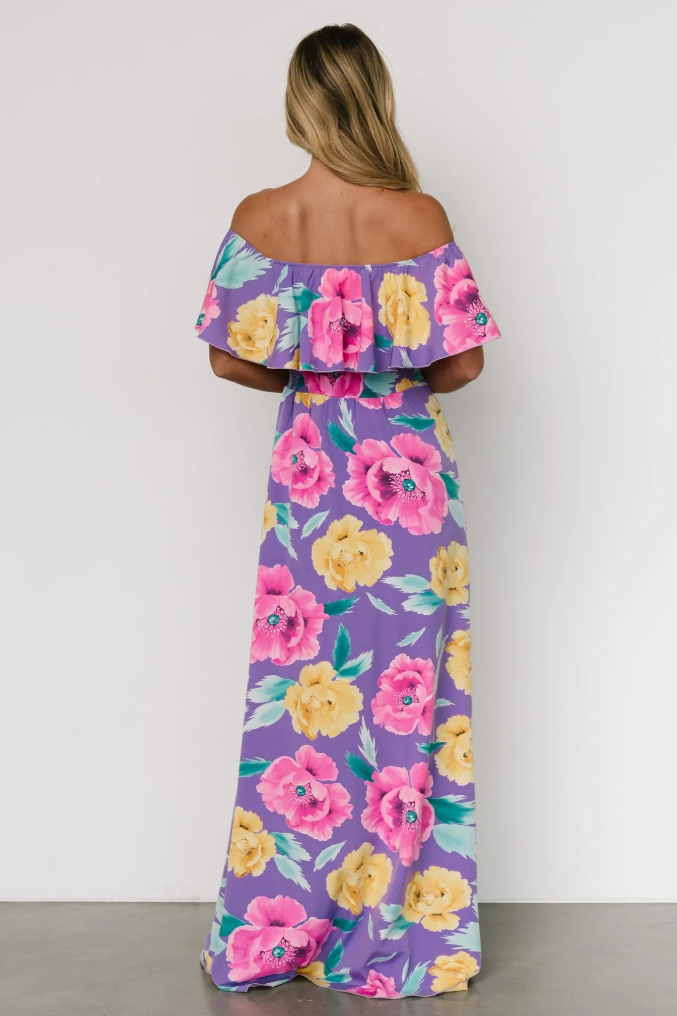 Talia Off Shoulder Maxi Dress | Purple Floral