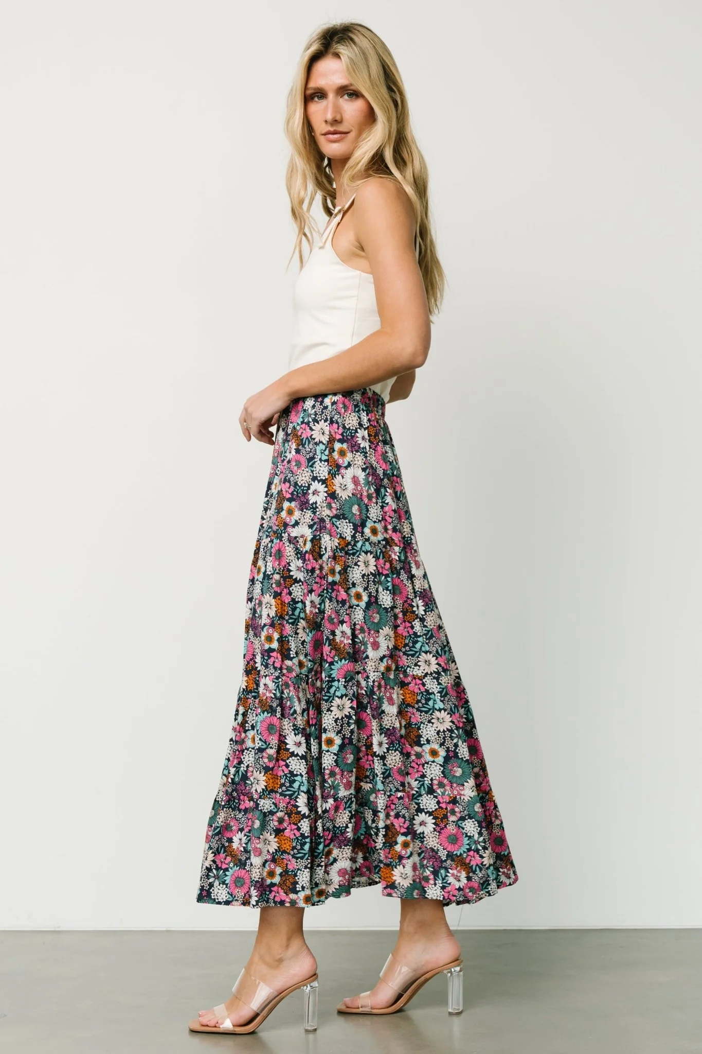 Reilly Maxi Skirt | Navy Flower Print