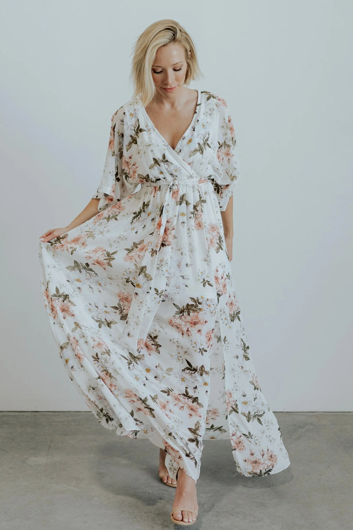 Kia Kimono Maxi Dress | White Floral