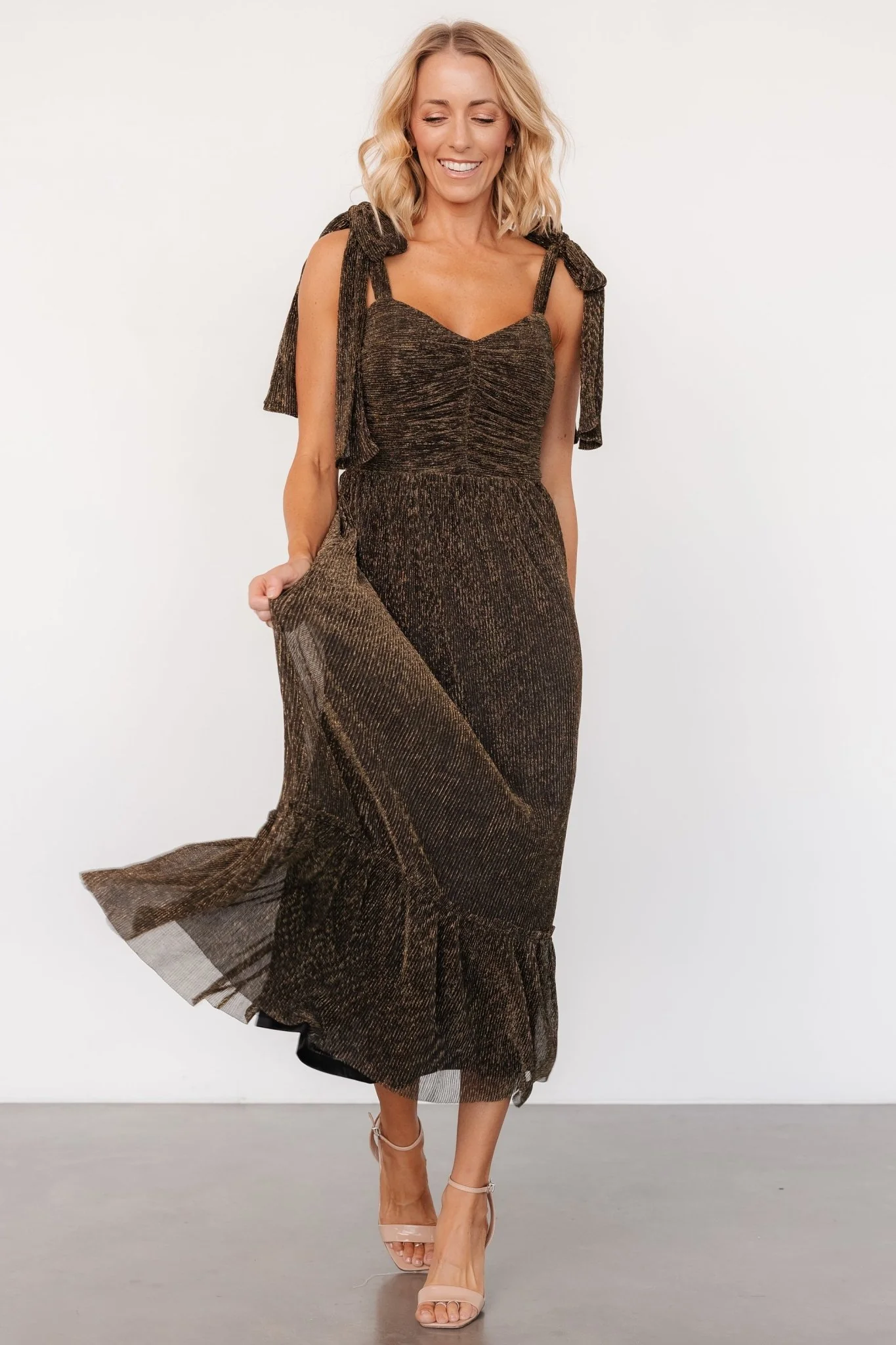 Tosha Shimmer Tank Dress | Black + Gold