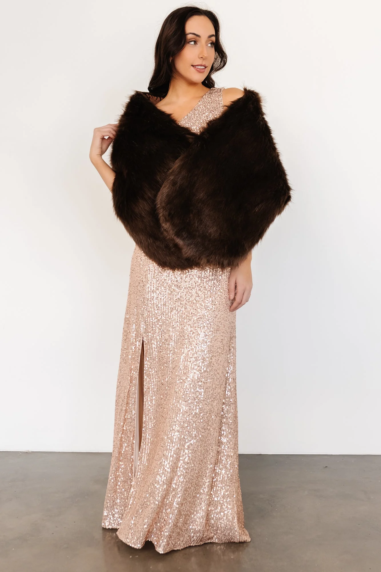 Jovie Faux Fur Shawl | Chocolate