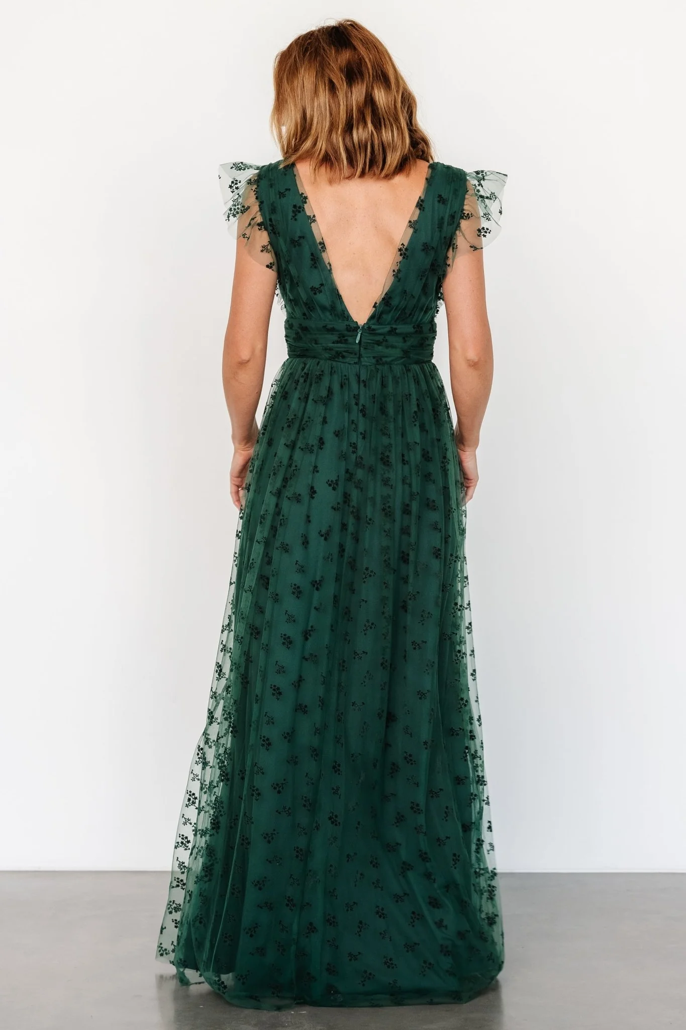 Caterina Tulle Maxi Dress | Dark Green