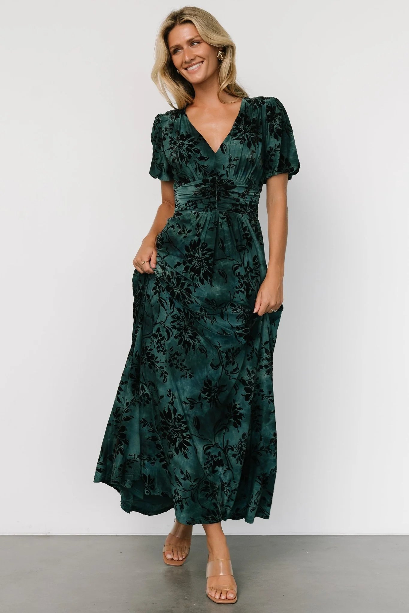 Leslie Velvet Maxi Dress | Jade + Black