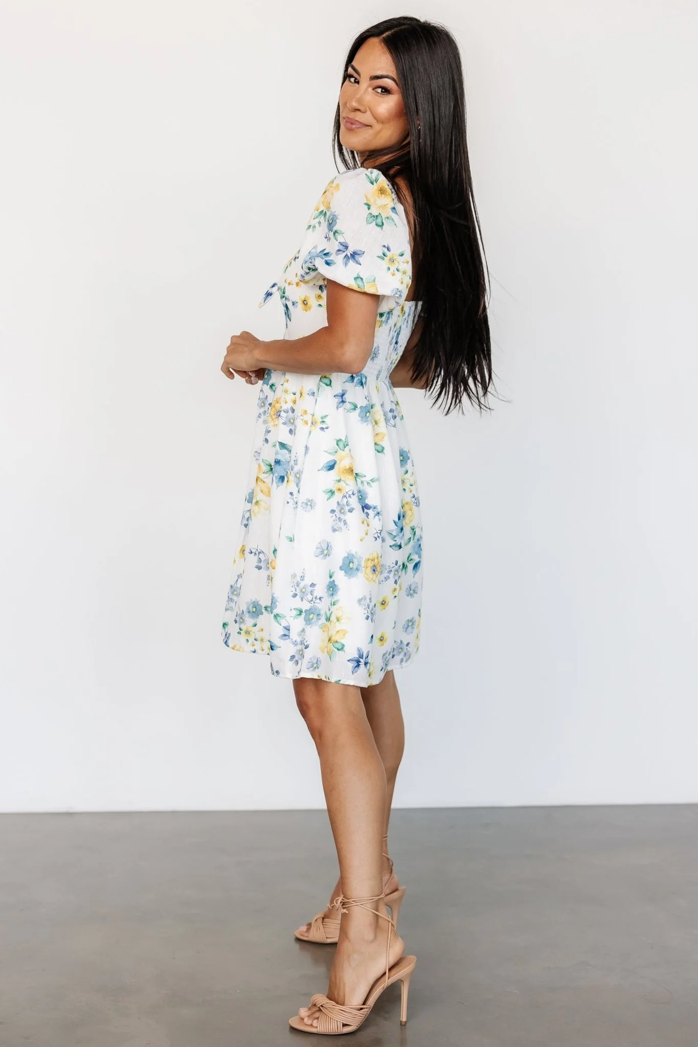 Clarette Short Dress | White Floral
