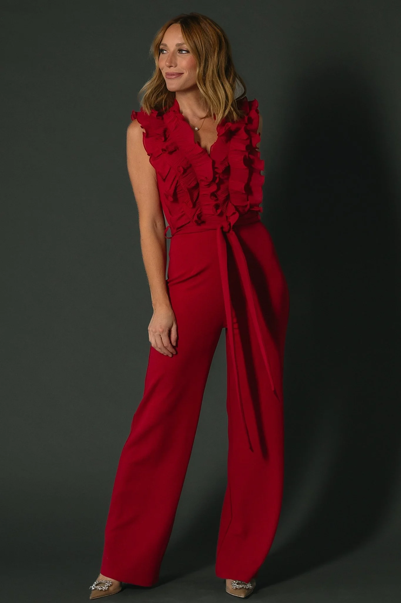Tyra Ruffle Tank Jumpsuit | Burgundy