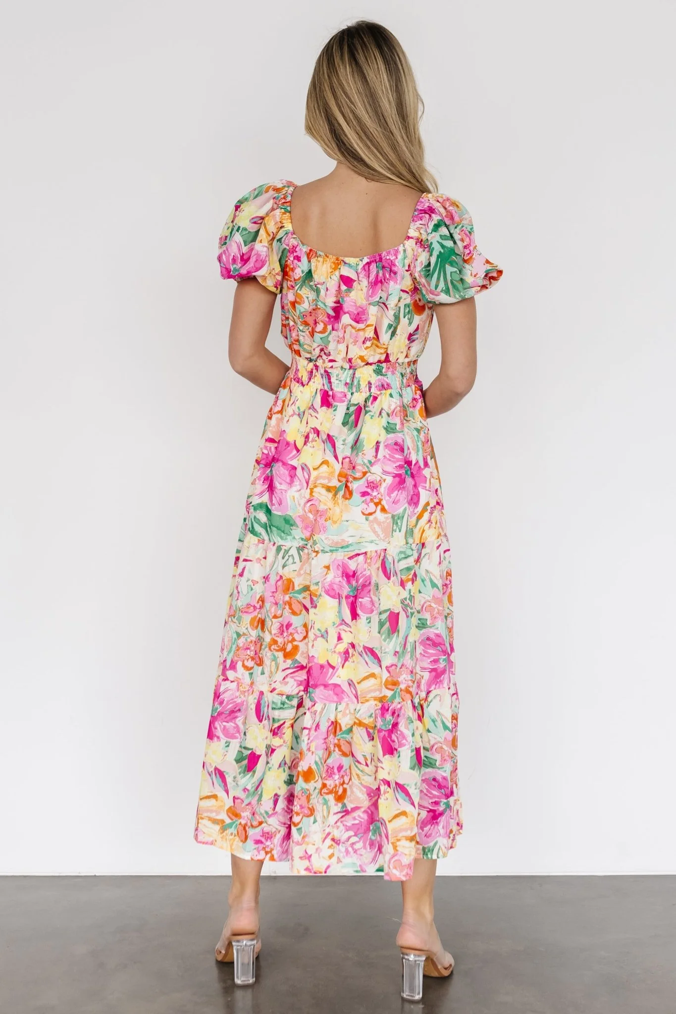 Denzel Puff Sleeve Midi Dress | Multi Floral