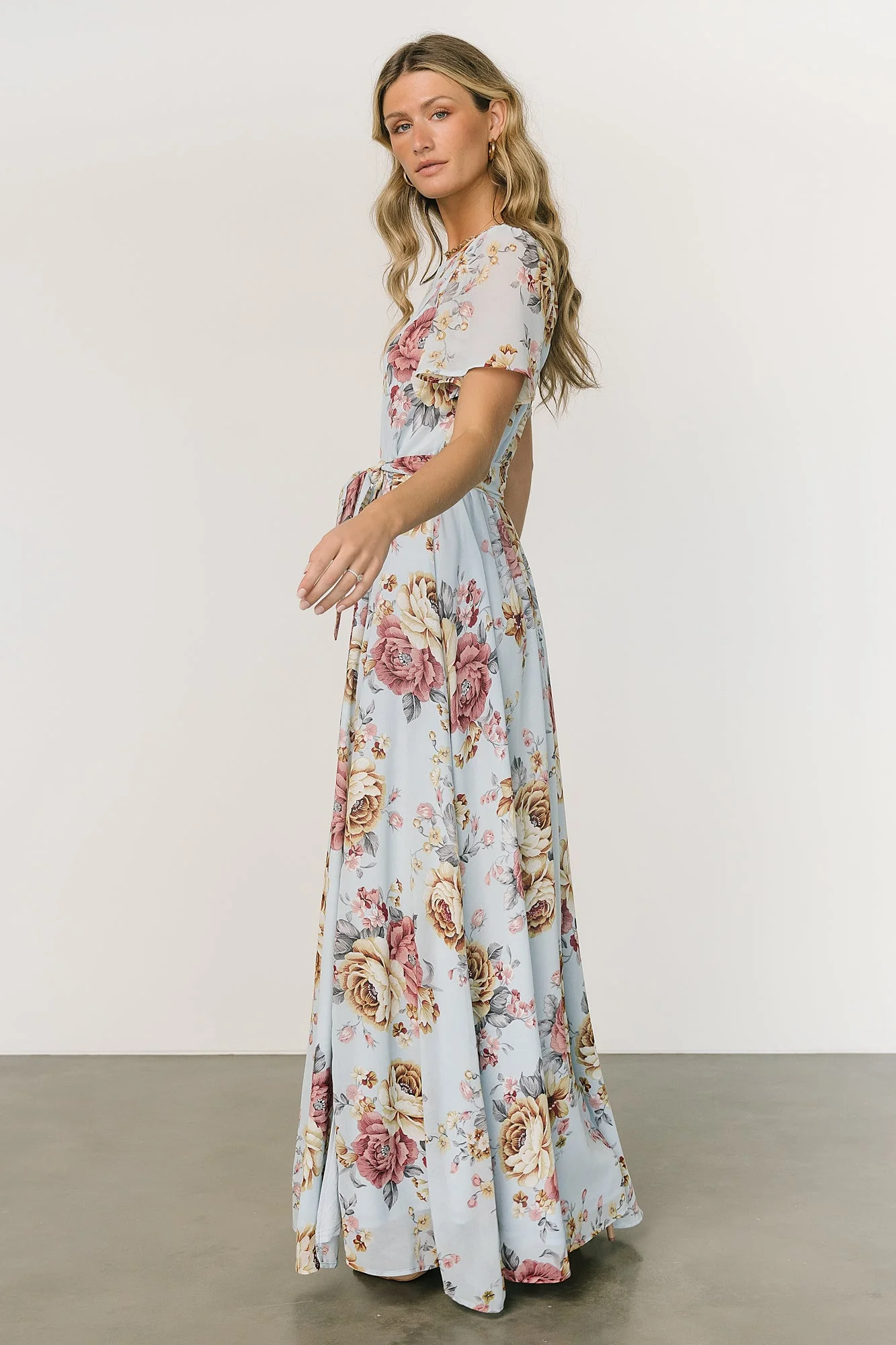 Naomi Short Sleeve Maxi Dress | Blue Multi Floral