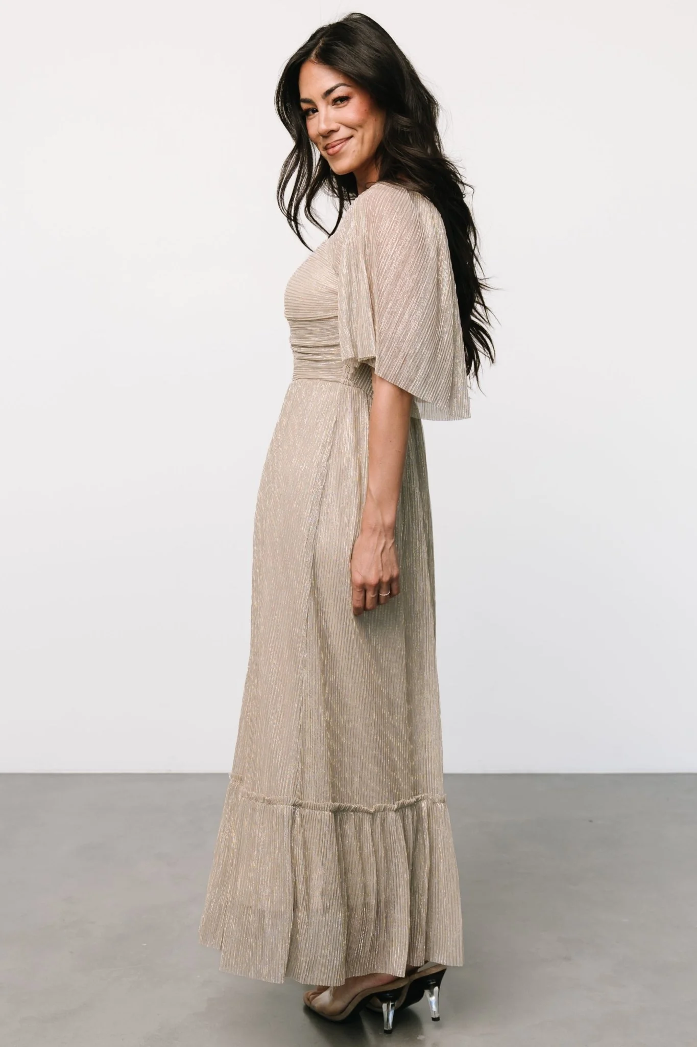 Elea Shimmer Dress | Champagne