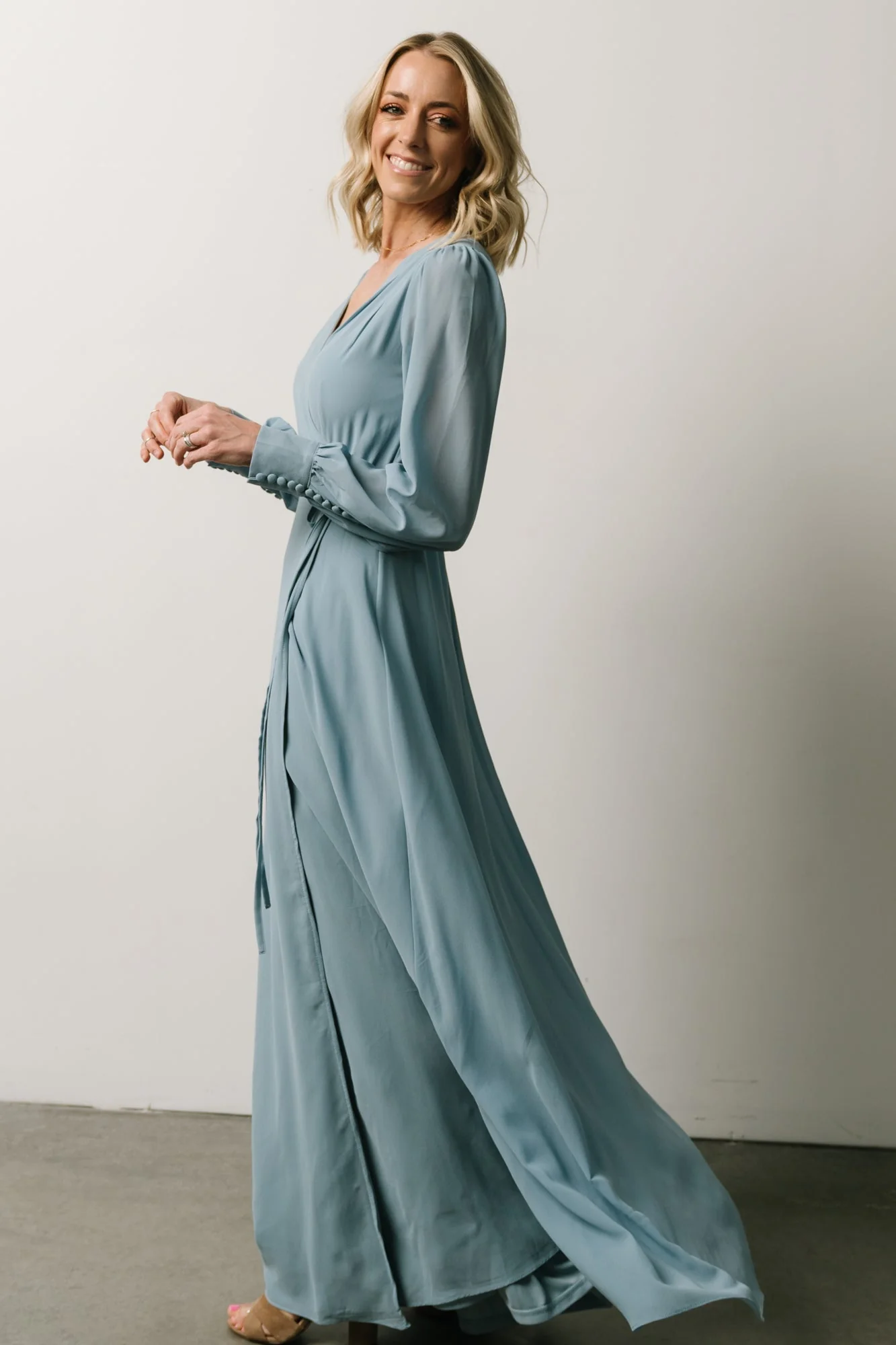 Kelsey Wrap Dress | Dusty Blue