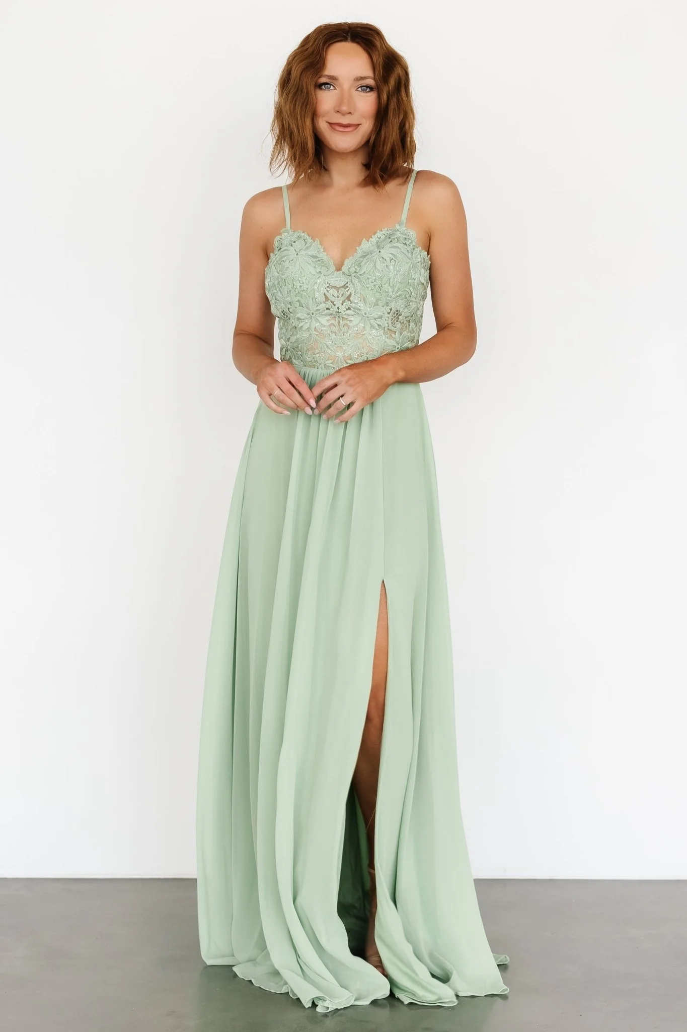 Samantha Lace Top Gown | Sage