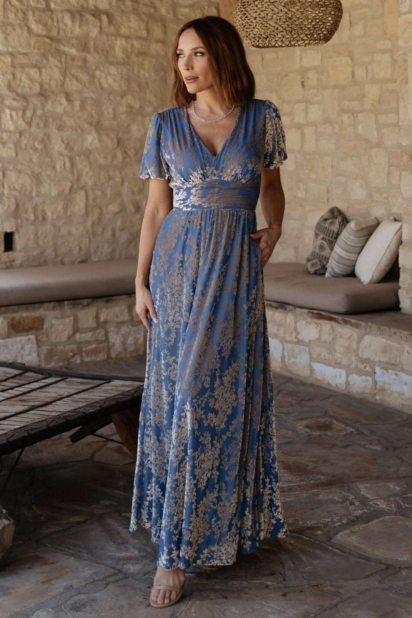 Leslie Velvet Maxi Dress | Blue + Silver
