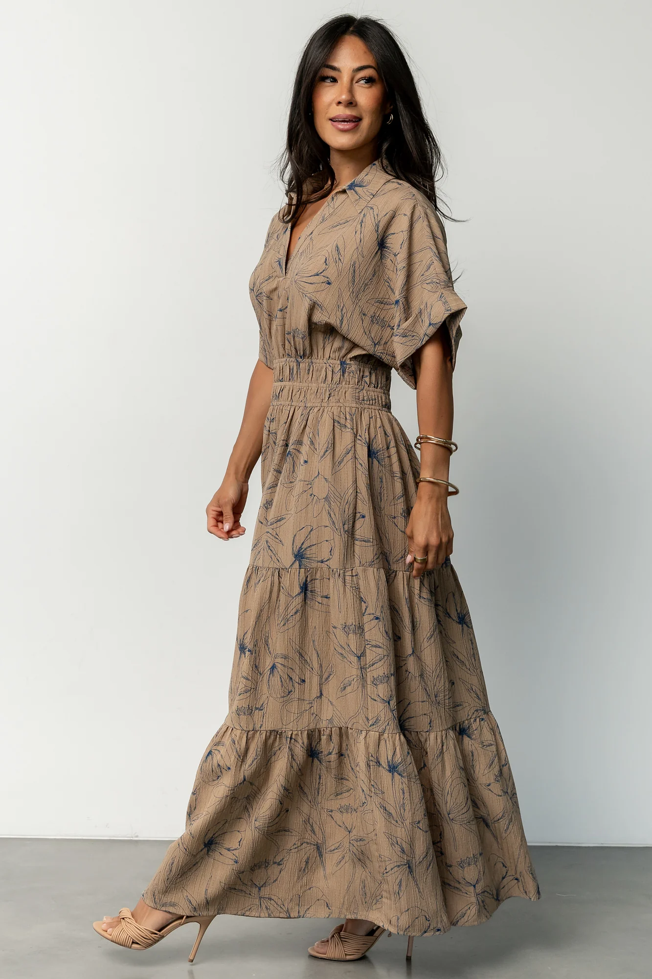 Hedda Tiered Maxi Dress | Natural + Blue Floral