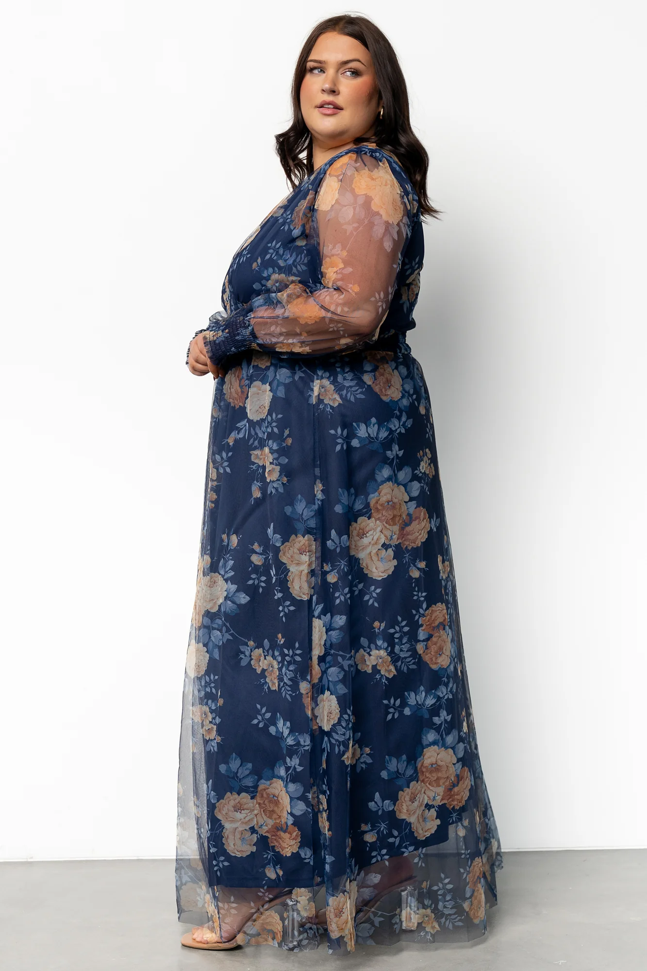 Layla Tulle Maxi Dress | Blue + Golden Floral