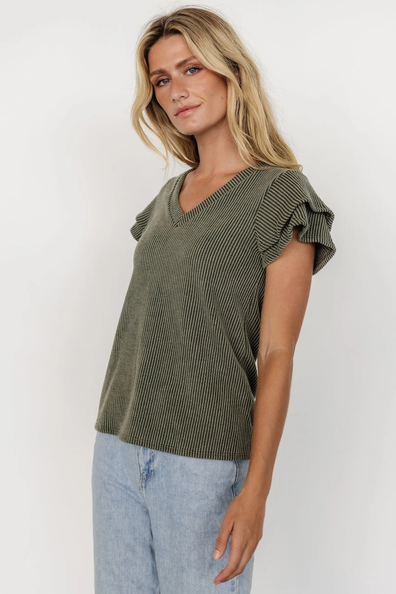 Lianna Ribbed Top | Olive