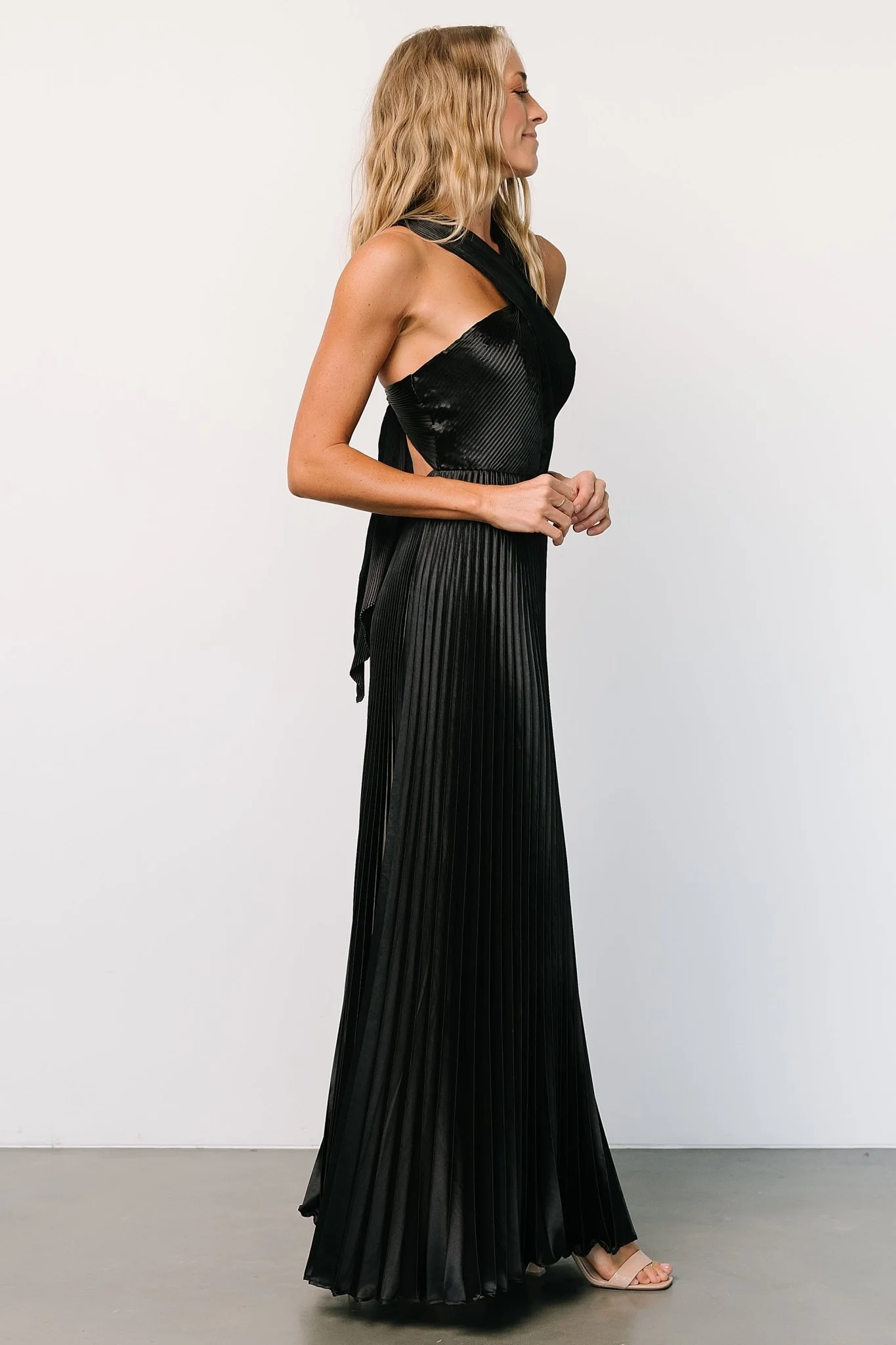 Sandra Pleated Maxi Dress | Black