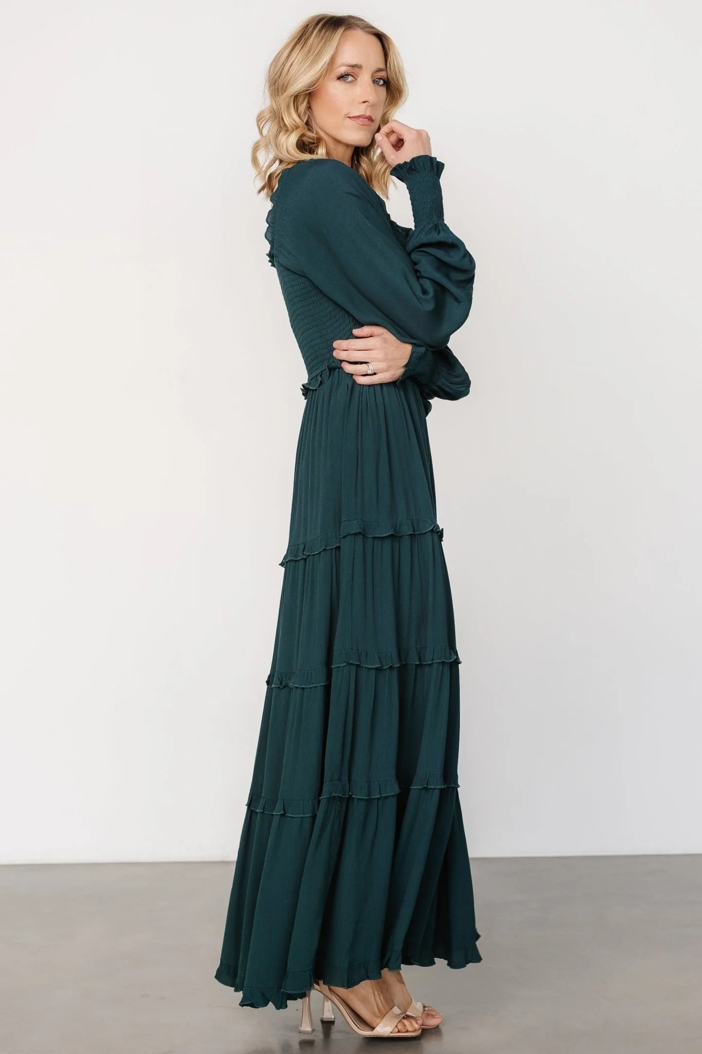 Lana Smocked Maxi Dress | Dark Green
