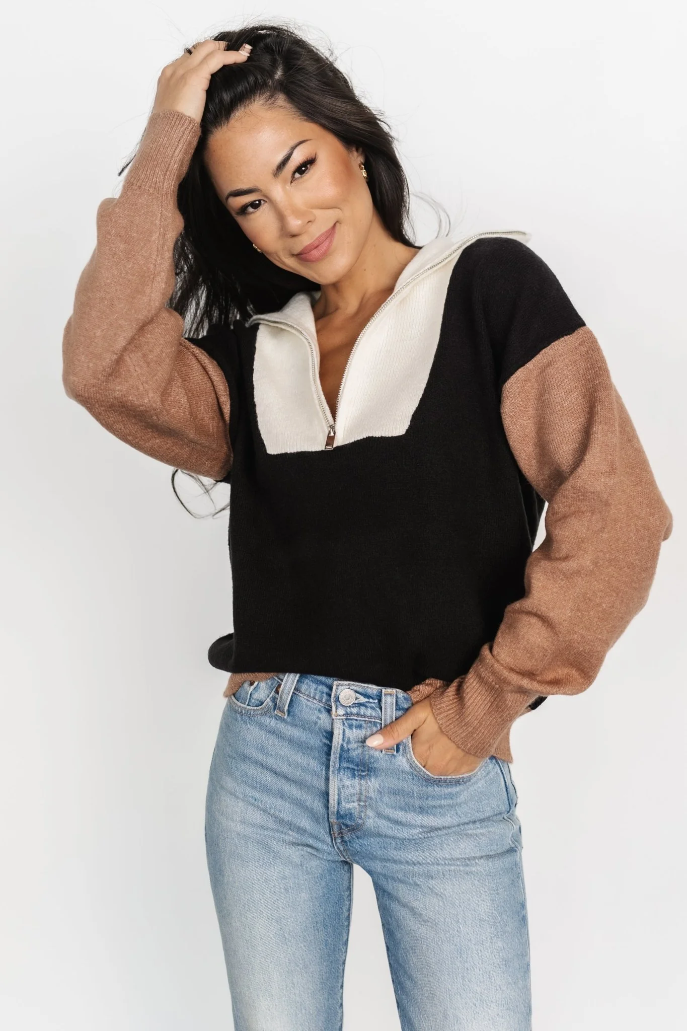 Sigrid Half-Zip Sweater | Black Multi