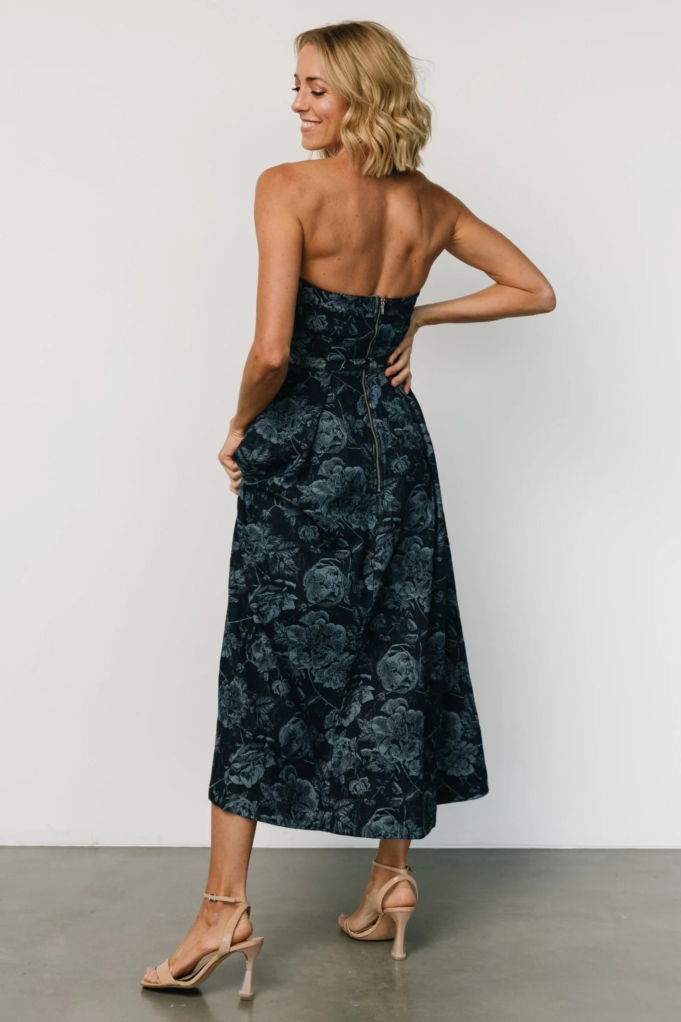 Darlene Strapless Denim Dress | Dark Blue