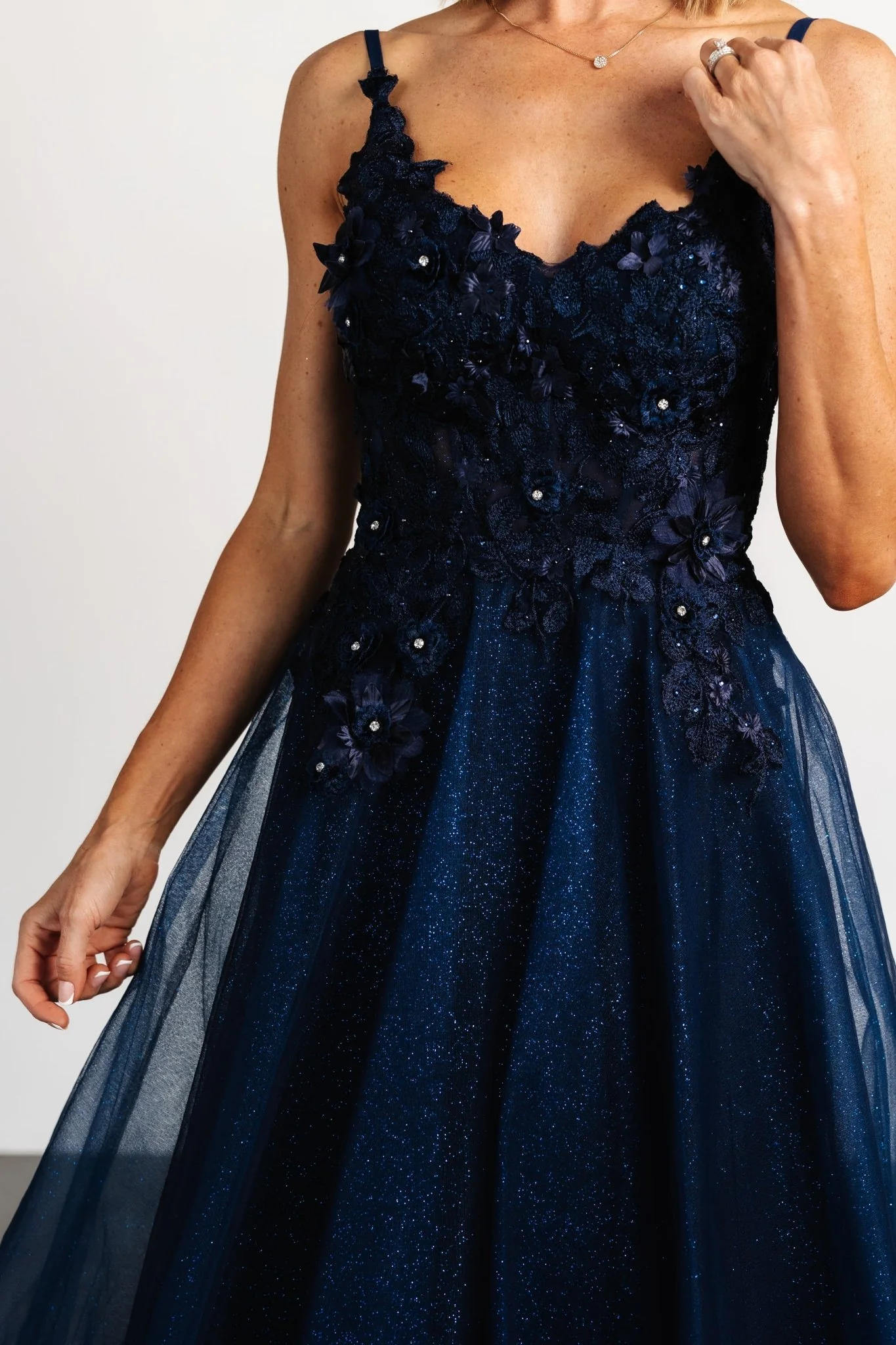 Noelle Shimmer Midi Dress | Midnight Blue