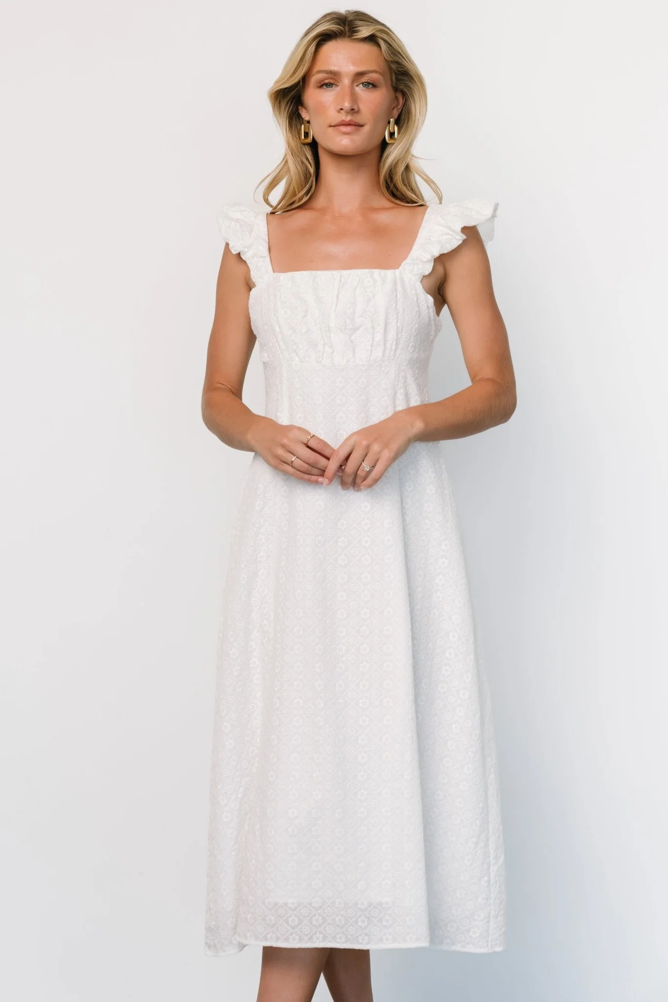 Kiara Eyelet Midi Dress | Off White
