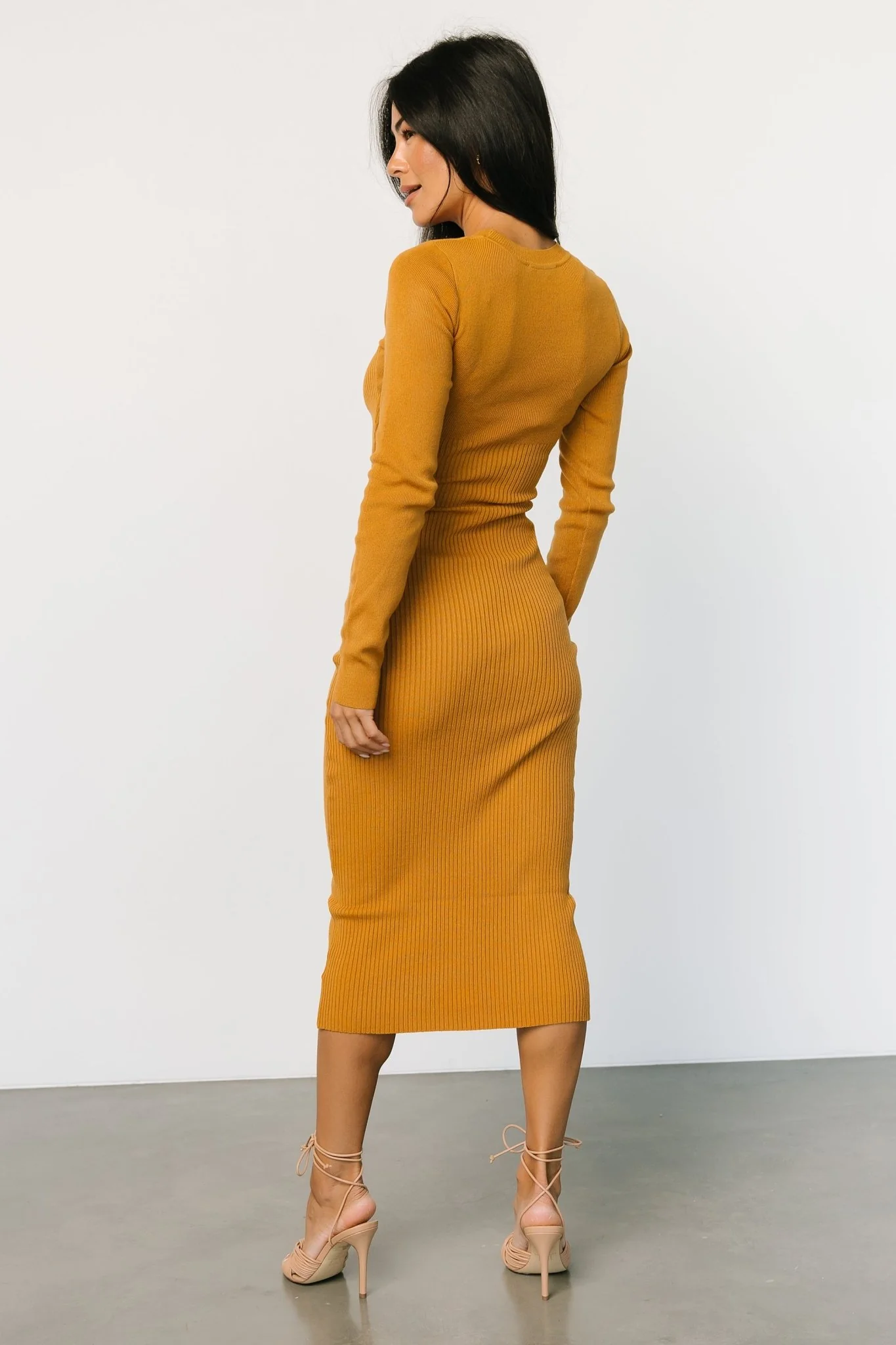 Manhattan Ribbed Sweater Dress | Camel