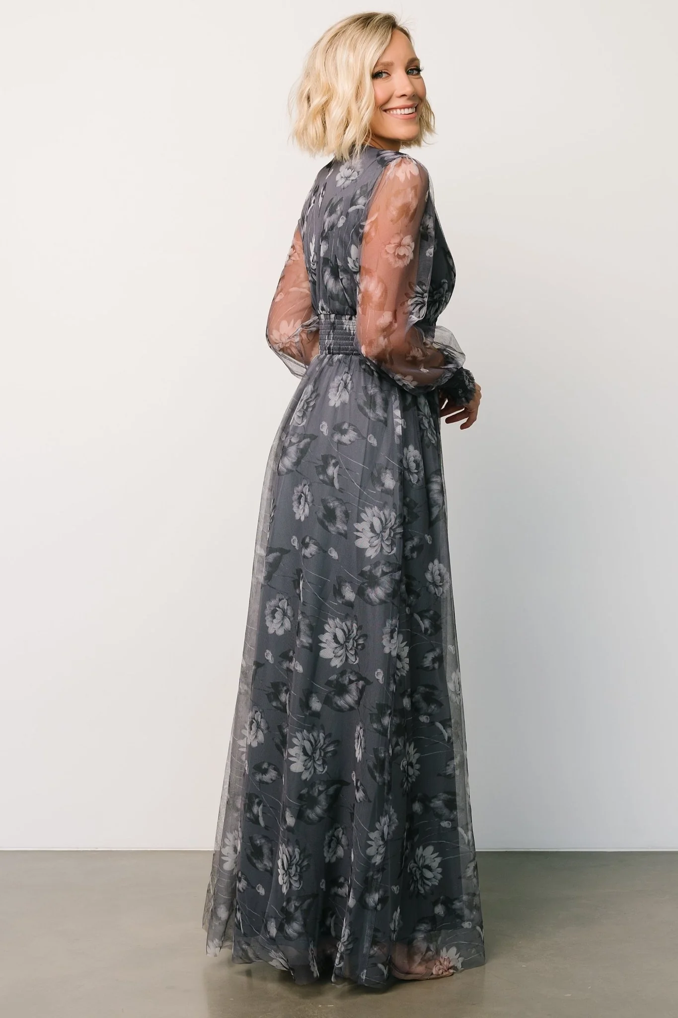 Layla Tulle Maxi Dress | Slate Floral