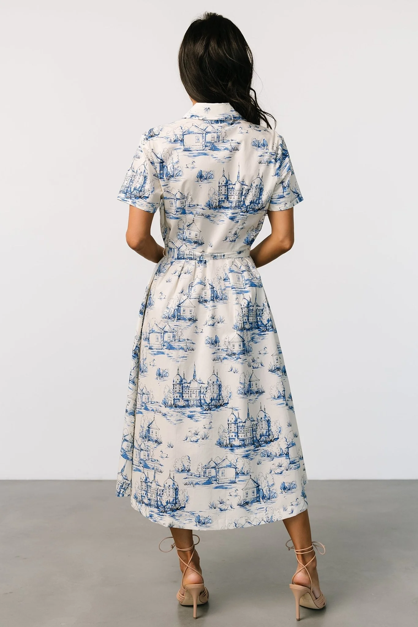 Layne Midi Dress | Cream + Blue