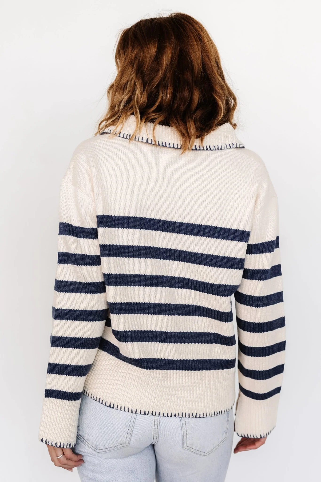 Bastian Striped Sweater | Cream + Navy