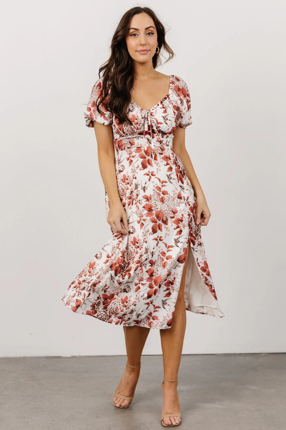 Cadence Midi Dress | Terracotta Floral