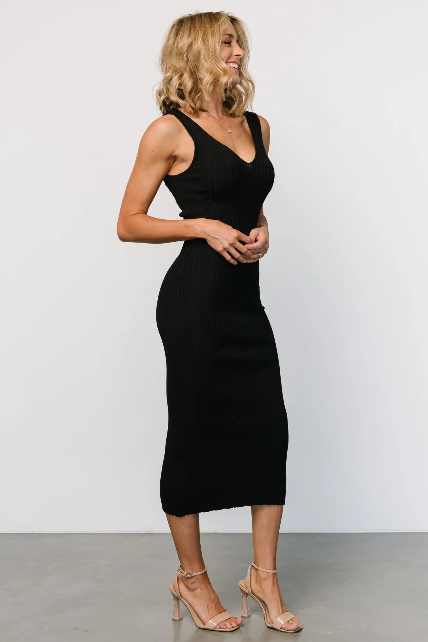Napa V Neck Tank Dress | Black