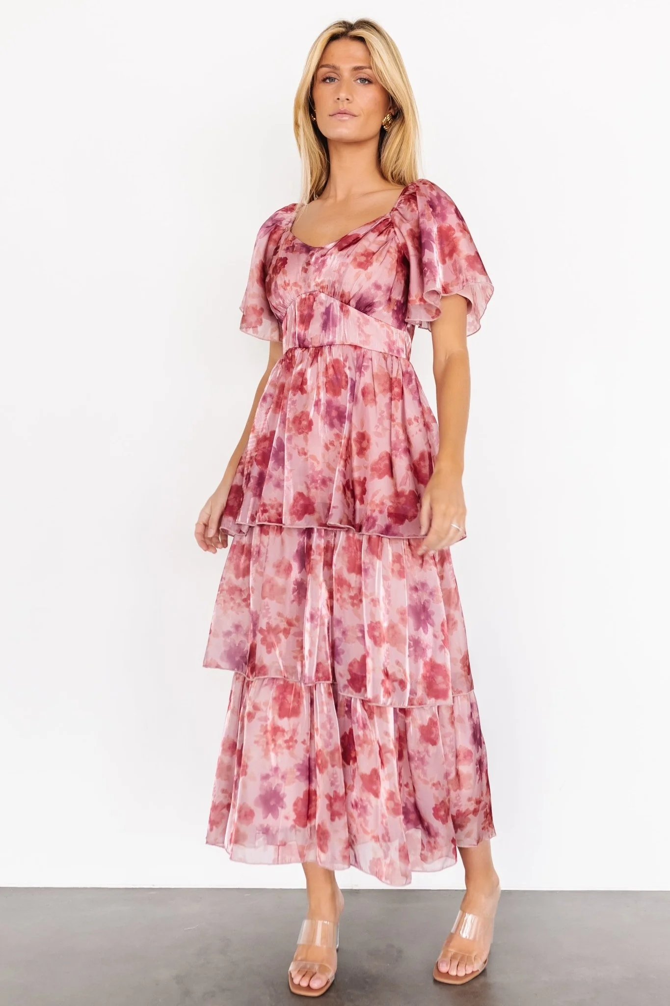 Emeline Tiered Maxi Dress | Mauve Multi
