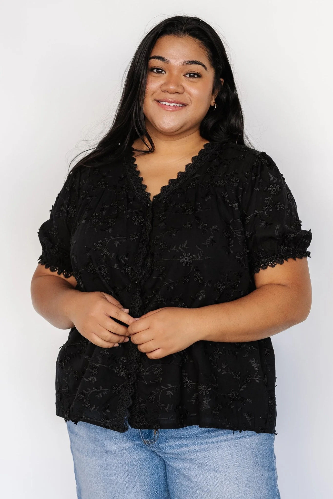 Pauline Embossed Top | Black