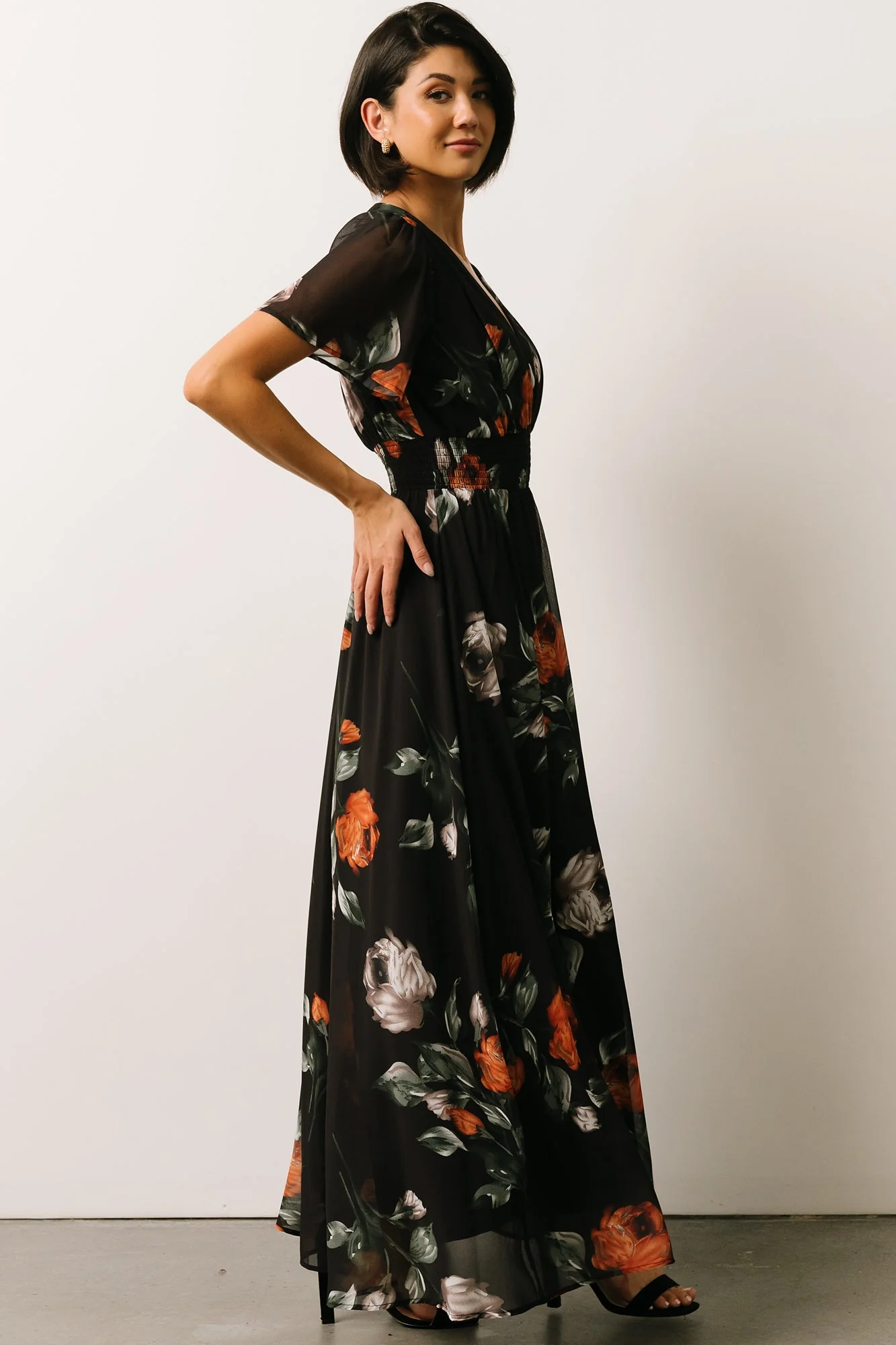 Birdie Maxi Dress | Black + Rust Floral