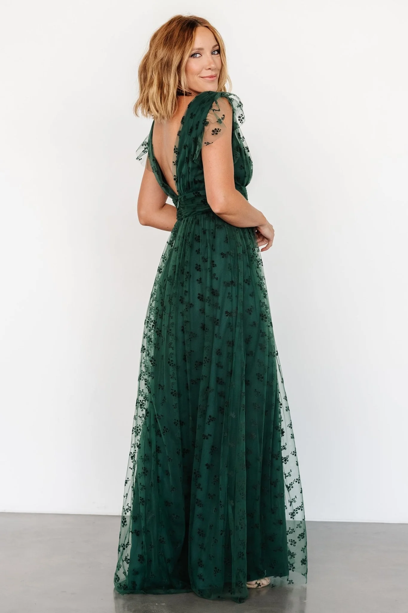 Caterina Tulle Maxi Dress | Dark Green