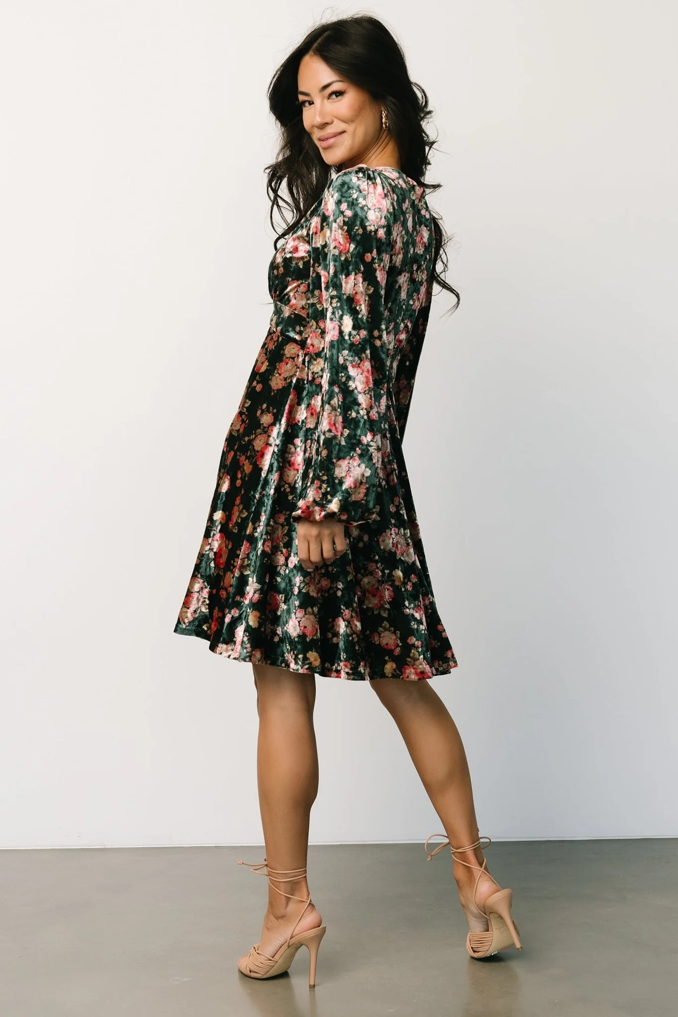 Teri Velvet Short Dress | Forest Multi