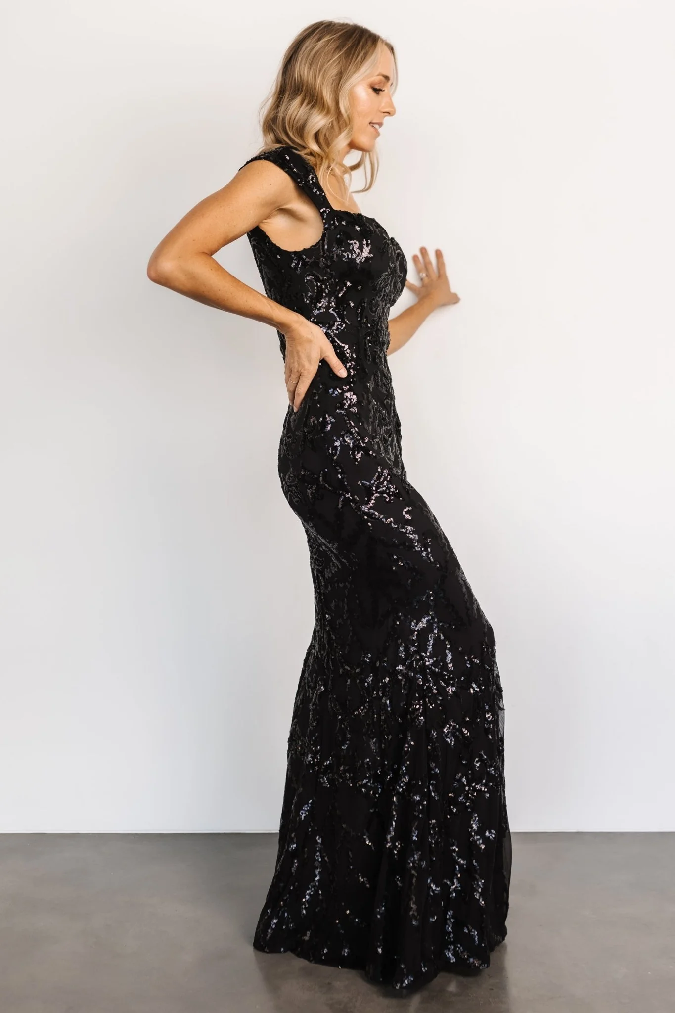 Kylene Sequin Maxi Gown | Black