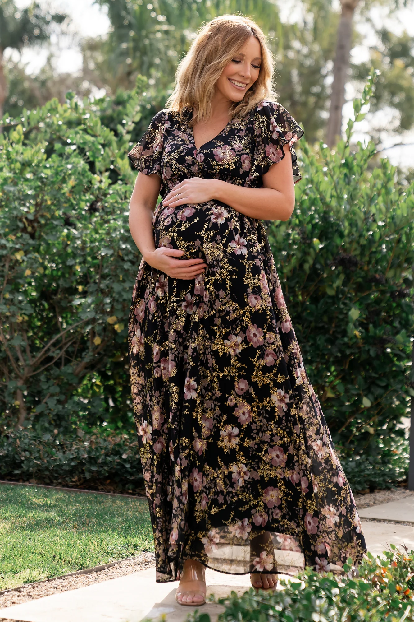 Lynlee Metallic Maxi Dress | Black + Mauve
