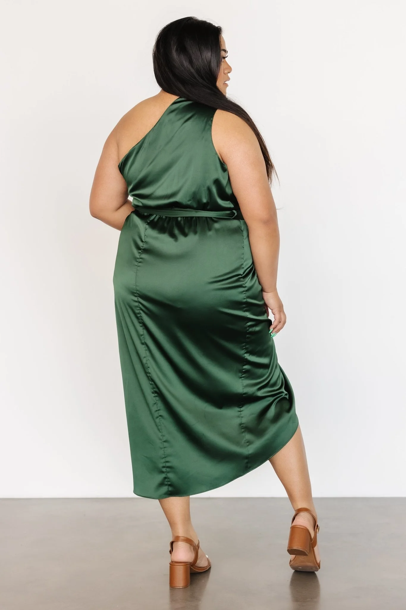 Celia One Shoulder Midi Dress | Dark Green