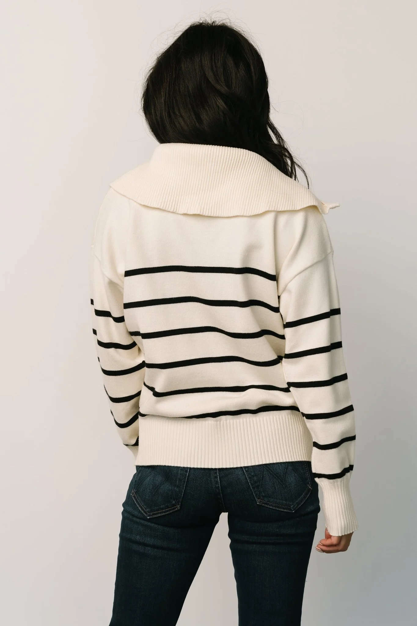 Dixon Striped Sweater | Ivory + Black