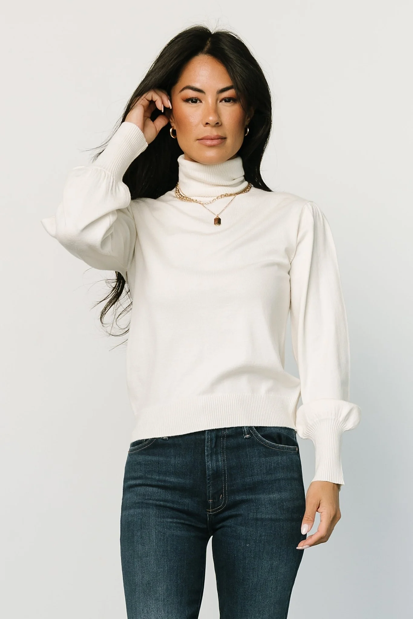 Danica Turtleneck Knit Top | Ivory
