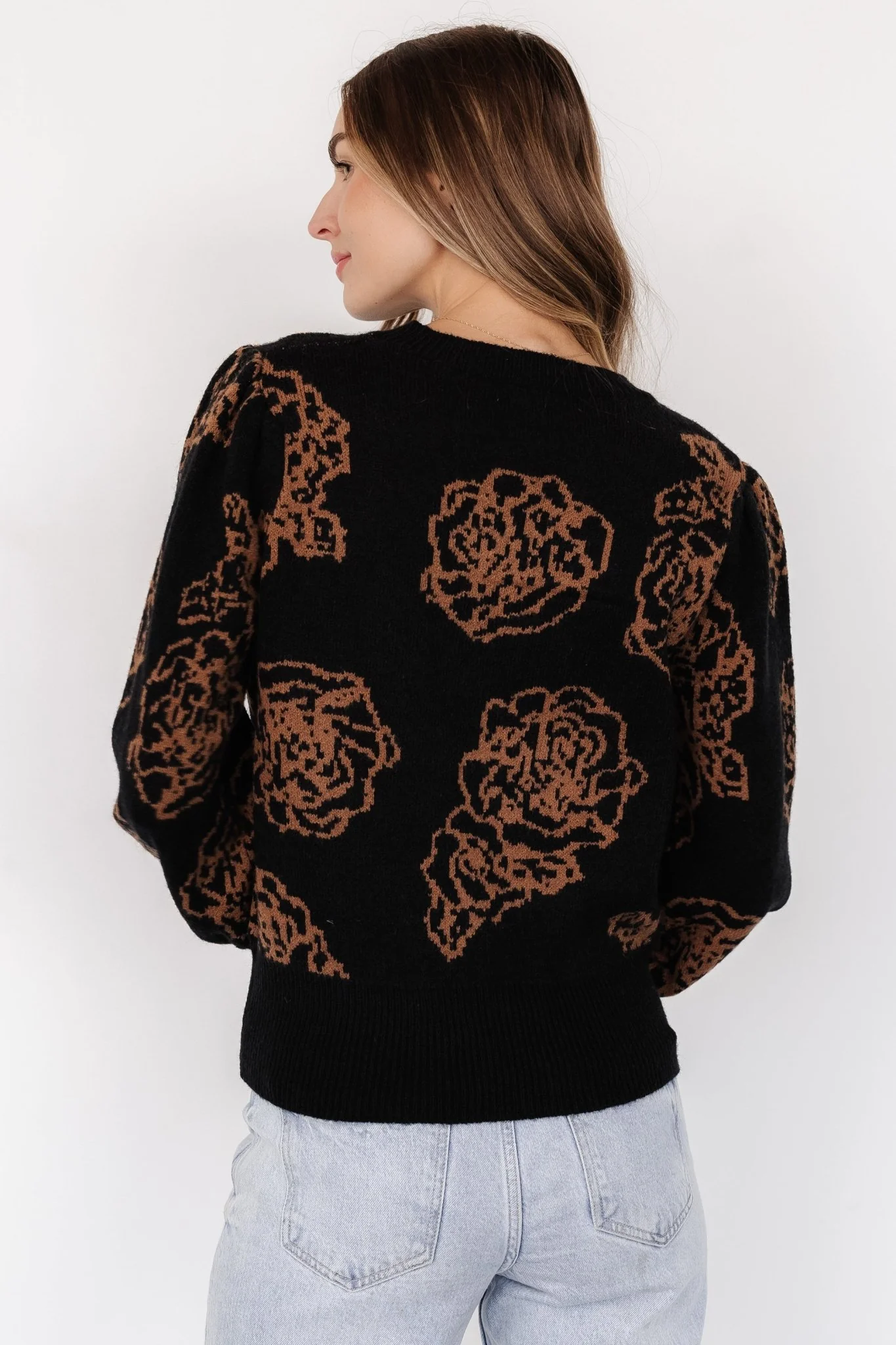 Blake Floral Sweater | Black + Camel