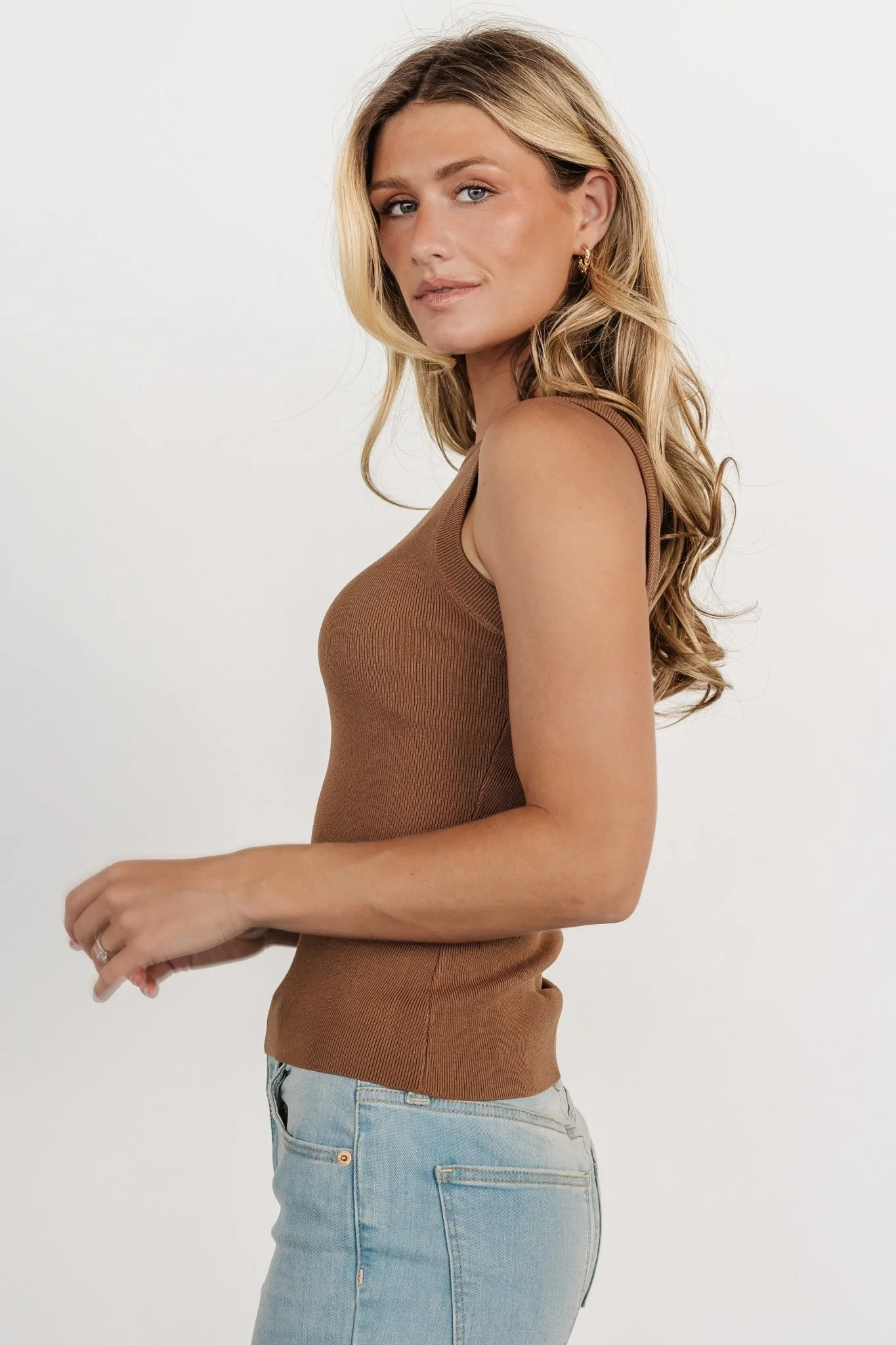 Bree Knit Tank Top | Brown