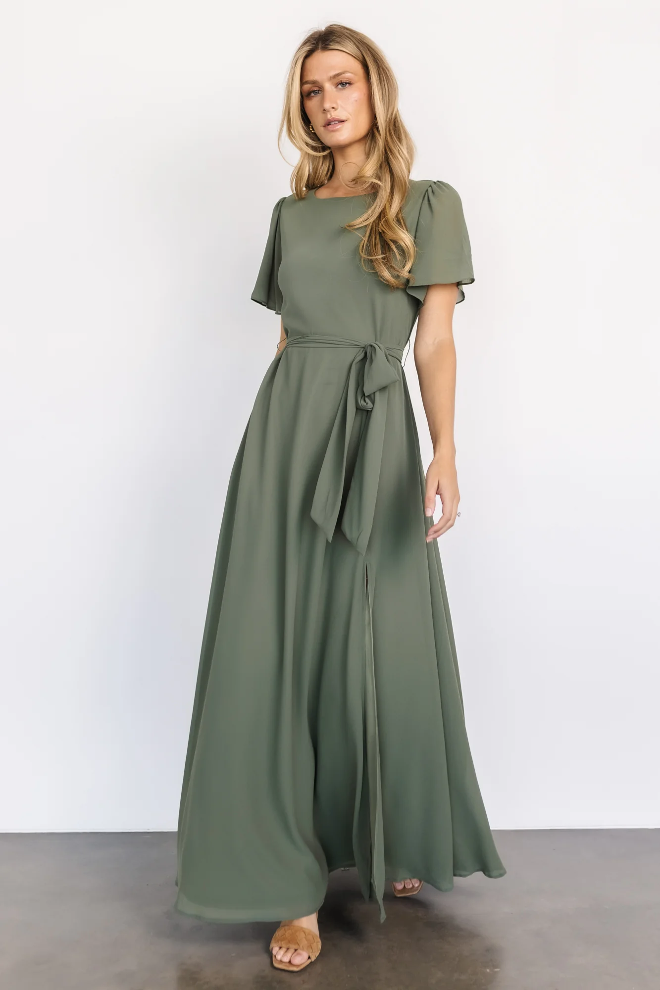 Naomi Short Sleeve Maxi Dress | Dark Sage
