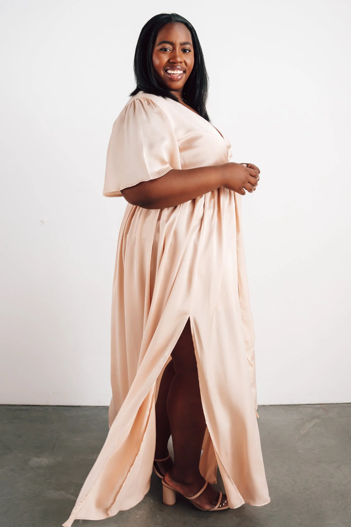 Sicily Satin Maxi Dress | Natural