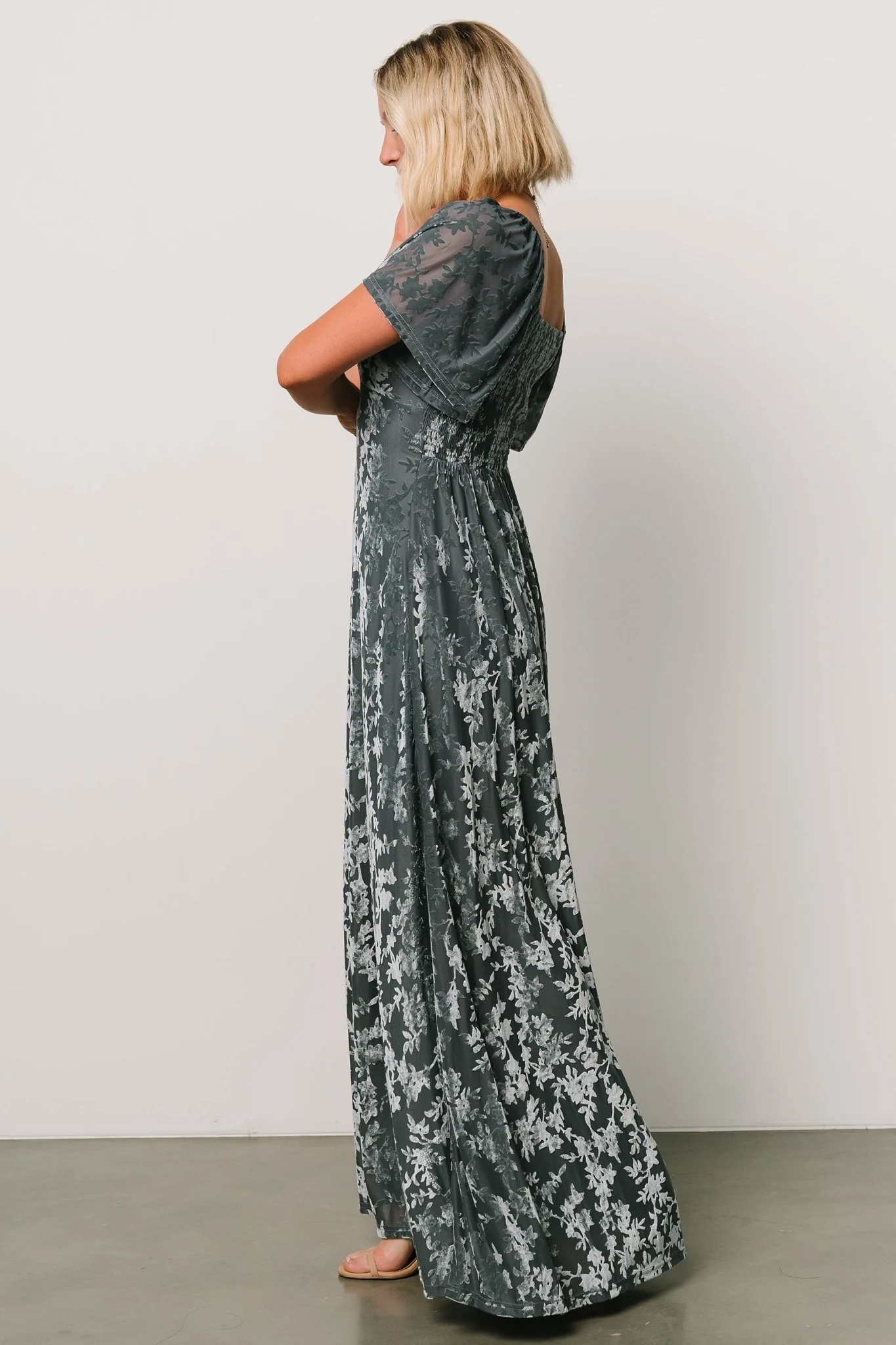 Everley Velvet Maxi Dress | Dusty Blue