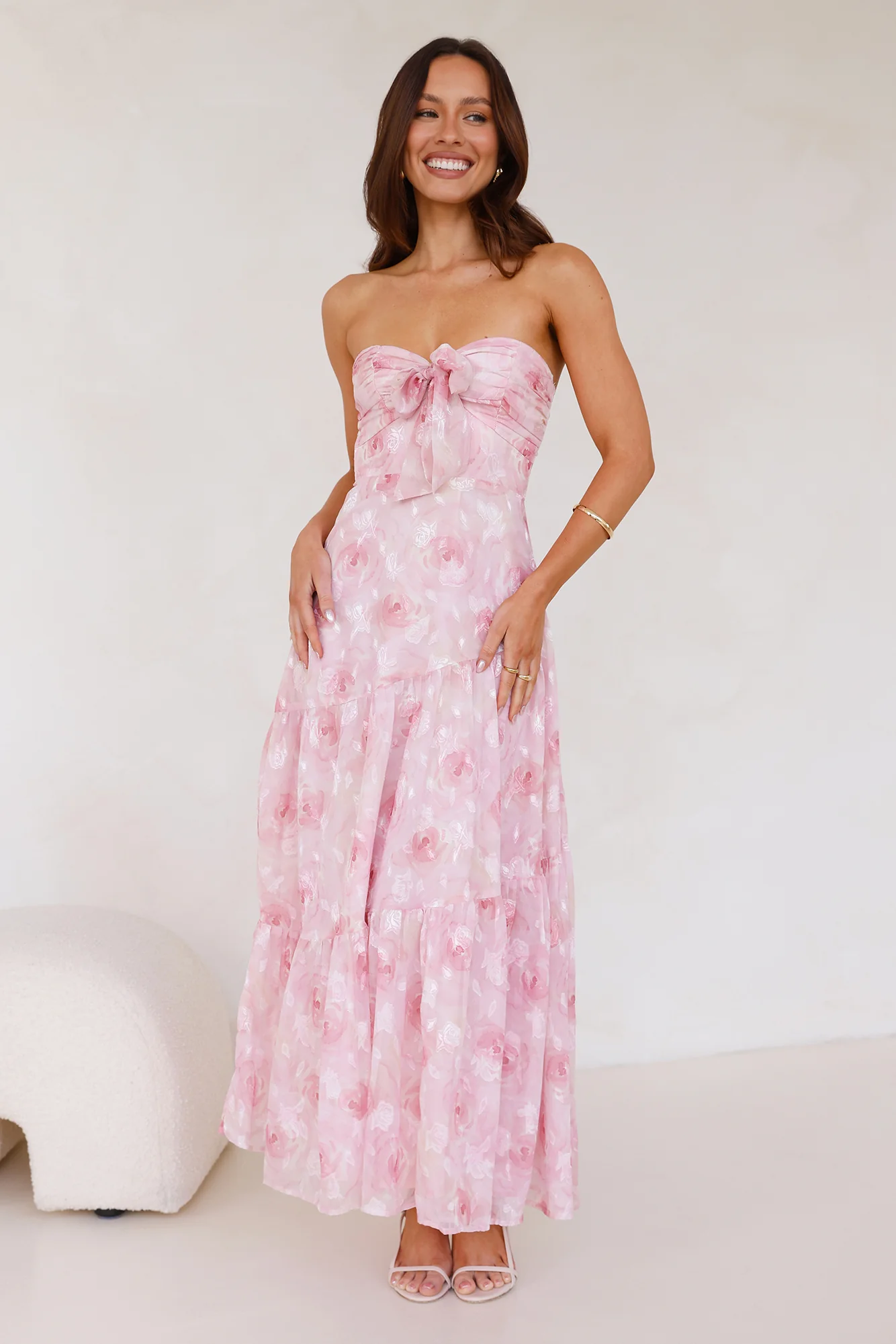 Queen Scenes Strapless Maxi Dress Pink