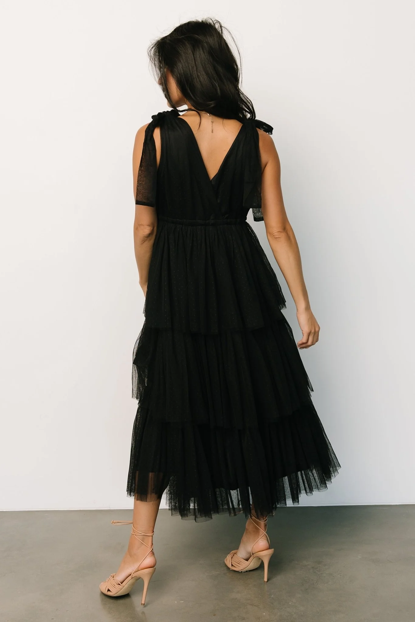 Tessa Tiered Tulle Tank Dress | Black