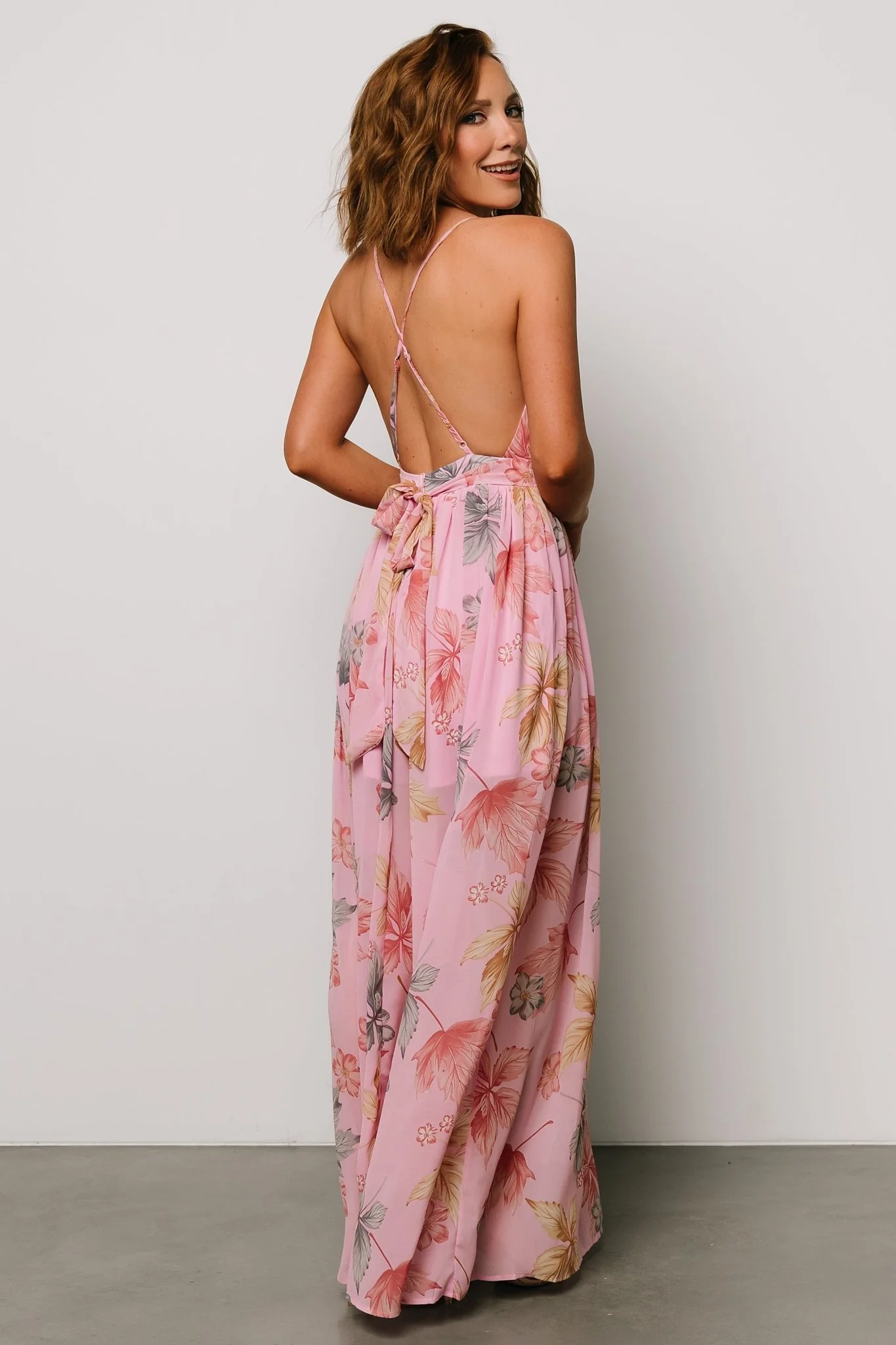 Suvi Open Back Maxi Dress | Pink Print